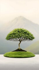 Bonsai Tree Mountain Background.