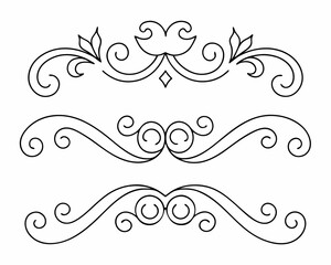 Elegant swirls, calligraphic flourishes, black and white line art, decorative curves, flowing shapes