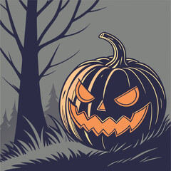 Halloween spooky pumpkin character art vector design