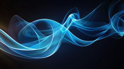 Futuristic Blue Light neon Waves - Abstract Glowing Energy Flow, Digital Technology Background, glowing blue light waves flowing against a dark background,perfect for digital backgrounds, space themes
