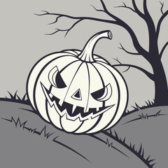 Halloween spooky pumpkin character art vector design