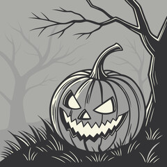 Halloween spooky pumpkin character art vector design
