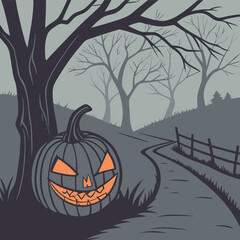Halloween spooky pumpkin character art vector design