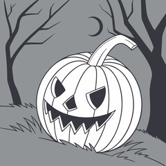 Halloween spooky pumpkin character art vector design