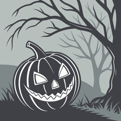 Halloween spooky pumpkin character art vector design