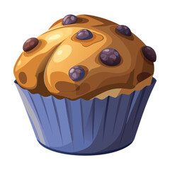 Delicious chocolate muffin, a sweet baked pastry isolated on white