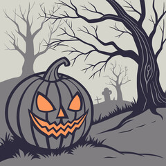 Halloween spooky pumpkin character art vector design