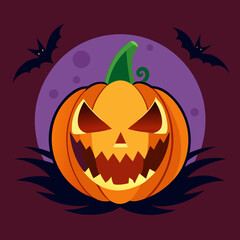 Halloween spooky pumpkin character art vector design