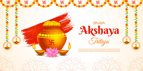 Naklejka premium Vector illustration of Happy Akshaya Tritiya social media template