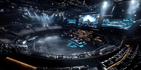 Spacious esports venue prepared for significant crowds and tournaments.