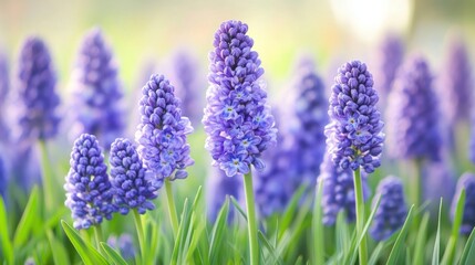Obraz premium A beautiful field of purple flowers background natural spring.