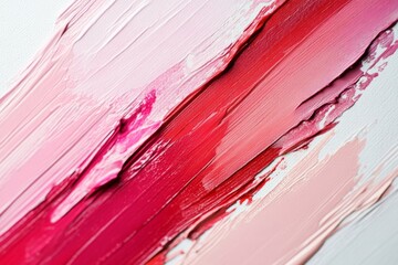 Dynamic pink brushstroke on solid white background, showcasing bold color and texture. Strokes merge elegantly, creating sense of movement and energy. Neural network AI generated