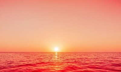 Obraz premium Vibrant sunset over the sea for tranquil escape, promoting relaxation, contemplation, a sense of peace and serenity for travel, wellness and inspirational content