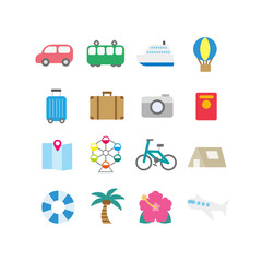 お出かけイラストセット：旅とレジャーのベクター素材 - Outing Illustration Set: Travel and Leisure Vector Material