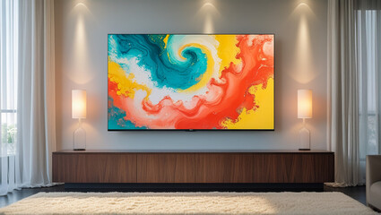 Naklejka premium large luxury modern bright interiors with mock up poster frame illustration 3D rendering computer generated image not photos and not private property