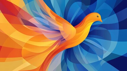 Fototapeta premium Dynamic phoenix illustration digital art colorful design abstract atmosphere inspiring concept