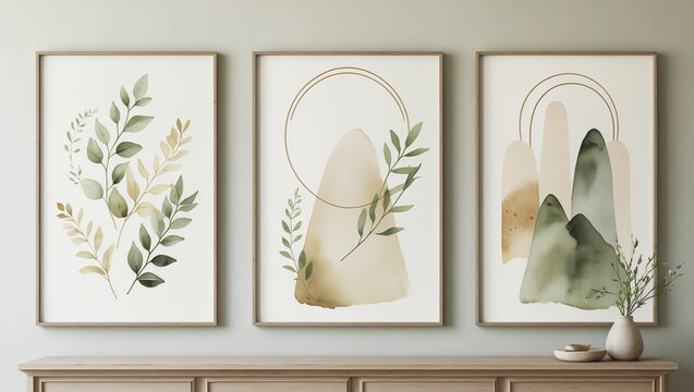 frame, poster frame, picture frame, mockup, natural tones, interior design of living room interior