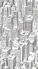 Fototapeta premium Urban Skyline Drawing - Cityscape Perspective