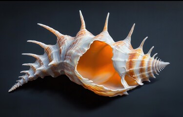 Obraz premium Lambis crocata Orange Spider Conch Seashell Marine Shell in Studio Setting against Dark Background