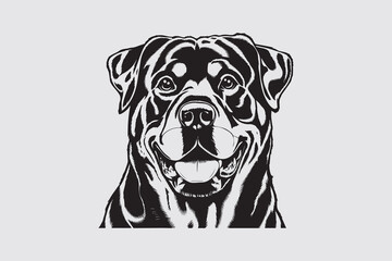 Happy Rottweiler dog Silhouette Vector