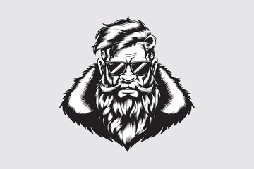 Stylish Bearded Man with Sunglasses Silhouette Vector