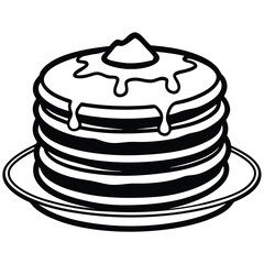 A sweet stack of pancakes on a white plate, a delicious breakfast meal