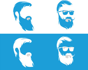 Man with Beard and Glasses Silhouette Illustration barber logo