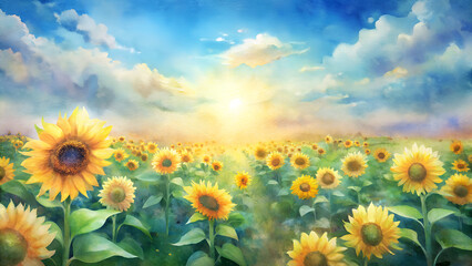 Obraz premium Watercolor Sunflowers. 