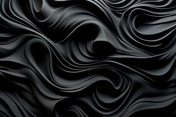 Obraz premium Background and texture of geometric wave lines in deep black. Graphic resource. Image created with AI