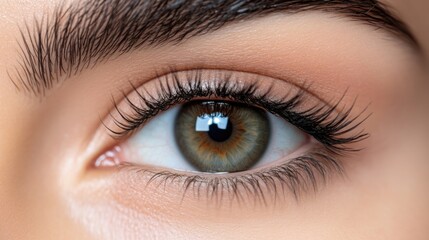 Obraz premium Close-up of a woman's eye with perfect lashes and makeup