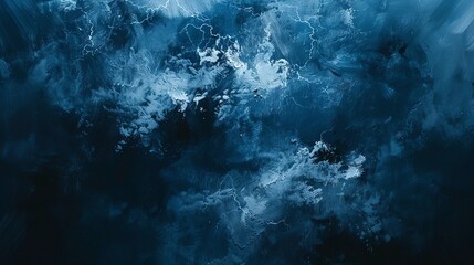 A dark blue abstract background with white streaks and patches.