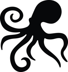 Octopus Silhouette Design On White Background