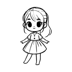 Happy girl with big eyes| Cute vector character.
