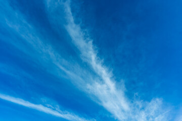 A serene image of a clear blue sky filled with fluffy white clouds, evoking feelings of peace and...