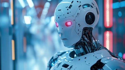 Fototapeta premium Cyber AI-controlled Robotic System in High-Tech Lab.