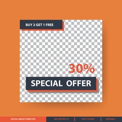 Obraz premium Editable Social Media Template with Buy 2 Get 1 Free Offer