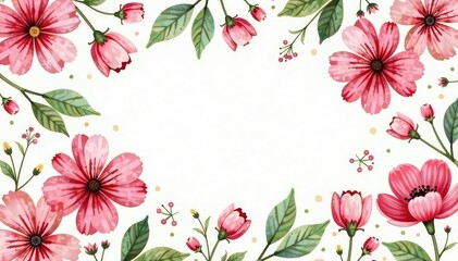 Obraz premium Delicate watercolor floral pattern, perfect for spring flyers , template, flyer, background