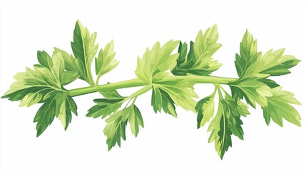 Fresh celery sprig, isolated, white background, food ingredient