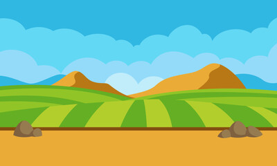 Obraz premium Landscape in a field with lush clouds.