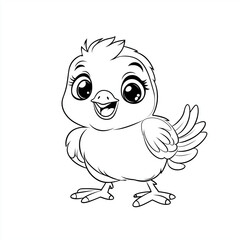Cute Chick Outline  for coloring