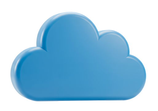 3D Cartoon Blue Cloud With Rounded Edges And Curves Representing a Bright Weather Symbol