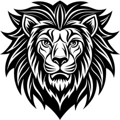 Obraz premium Stylized Black and White Lion Head Vector Illustration for Mascot or Logo Design