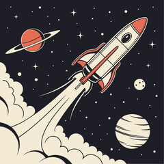 rocket in space vector design