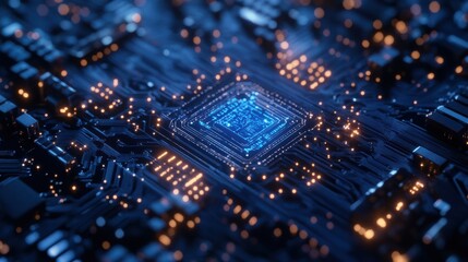 Obraz premium Futuristic Artificial Intelligence Chip Processing
