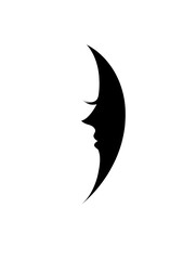 Fototapeta premium <Elegant Silhouette Face Vector Art Against Mystical Moon: Modern Minimalist Design>