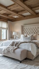 Minimalist Bedroom with natural wood furniture and accents