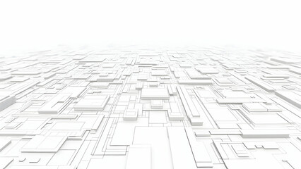 Abstract geometric pattern with isometric grid, 3D perspective, and minimalist design showcasing a futuristic cityscape and digital terrain.