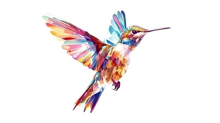 Obraz premium Hummingbird flies in futuristic metallic wings images