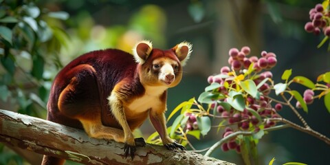 Fototapeta premium High resolution infographic of Lumholtzs tree kangaroos diet behavior clean minimal design professional educational layout visually engaging stock content