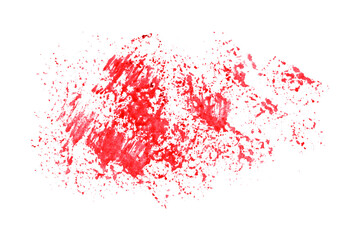 Fototapeta premium Bright red watercolor or ink stain with watercolor marks on transparent background.
